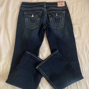 True Religion Disco Becky Big T Sz 29 Cowgirl Rhinestone Bootcut Low Rise Flop